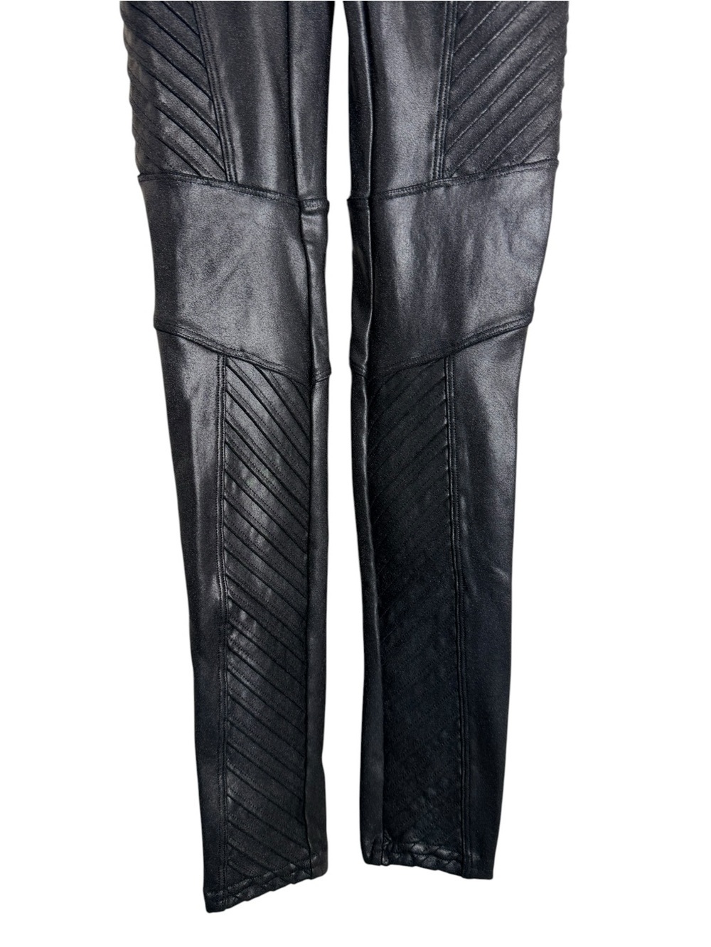 SPANX Faux Leather Moto Leggings Black High Rise XS Sculpting - Picture 6 of 8